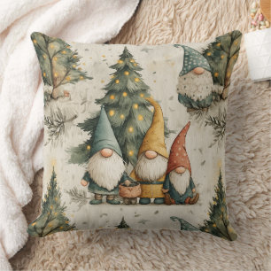 Winter Kabouters Met Verlichte Kerstboom Kussen
