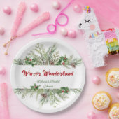 Winter Kader Winter Krans Bruiloft Feest Bedankt Papieren Bordje (Feest)
