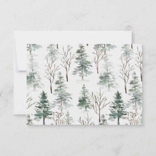 Winter Kalligrafie Botanicals QR Code Bruiloft RSV Kaart (Achterkant)