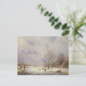 Winter Kanaal Scene, 19e eeuw Briefkaart (Staand voorkant)