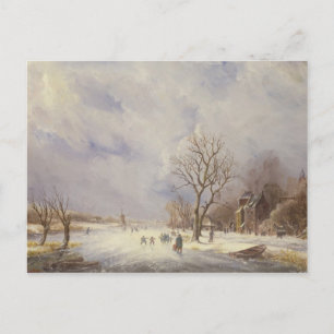 Winter Kanaal Scene, 19e eeuw Briefkaart