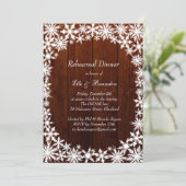 Winter Kant op Donker Hout Repetitie Diner Invite Kaart (Staand voorkant)