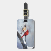 Winter Kardinaal Aangepast Bagagelabel (Voorkant verticaal)