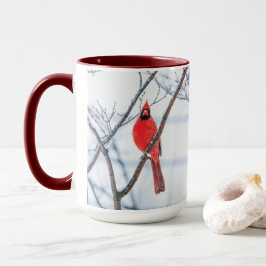 Winter Kardinaal Birdwatch Coffee Mok (Met donut)