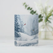 Winter Kardinaal Briefkaart (Staand voorkant)