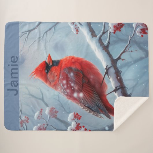  winter kardinaal fleece deken, sherpa deken (Voorkant (horizontaal))