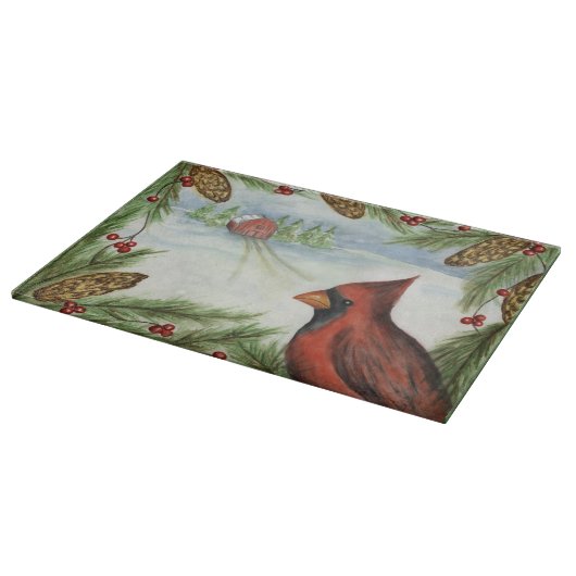 Winter kardinaal glas snijplank (Hoek)