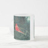 Winter Kardinaal in Snowstorm Frosted Mok Enhanced (Voorkant links)