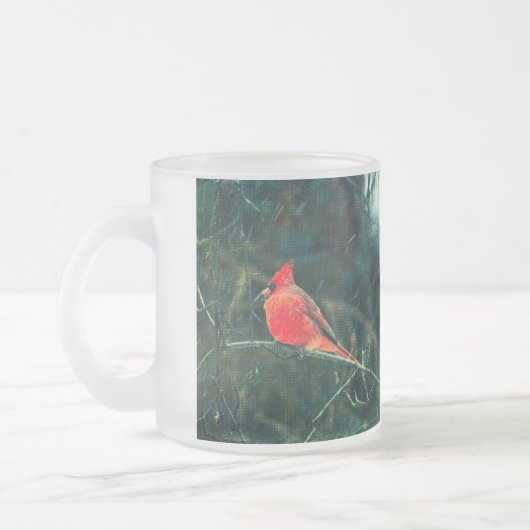 Winter Kardinaal in Snowstorm Frosted Mok Enhanced (Links)