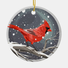 Winter Kardinaal Keramisch Ornament