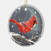 Winter Kardinaal Keramisch Ornament (Links)