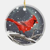 Winter Kardinaal Keramisch Ornament (Achterkant)