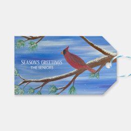 Winter Kardinaal Magnetische Kerstkaart Cadeaulabel
