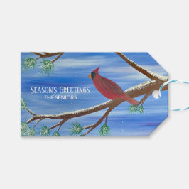 Winter Kardinaal Magnetische Kerstkaart Cadeaulabel