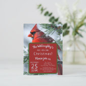 Winter Kardinaal RIP Gedenkteken Kerstbruiloft Briefkaart (Staand voorkant)