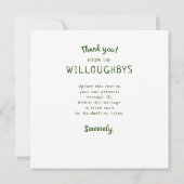 Winter Kardinaal Rode Vogel Pijn Kerstbruiloft Bedankkaart (Achterkant)