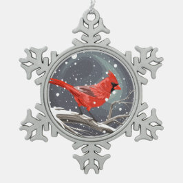 Winter Kardinaal Tin Sneeuwvlok Ornament