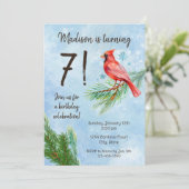 Winter Kardinaal Verjaardag Uitnodiging (Staand voorkant)