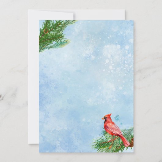 Winter Kardinaal Verjaardag Uitnodiging (Achterkant)