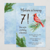 Winter Kardinaal Verjaardag Uitnodiging (Voorkant / Achterkant)