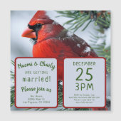 Winter Kardinaal Vogel RIP Memorial Christmas Part Magnetische Uitnodiging (Voorkant)