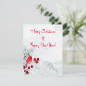 Winter Kardinaal Vrolijk Kerstfeest Feestdagenkaart (Staand voorkant)