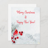 Winter Kardinaal Vrolijk Kerstfeest Feestdagenkaart (Voorkant / Achterkant)