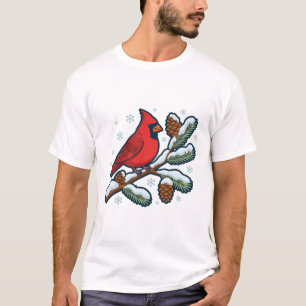 Winter Kardinaalvogel Kerst Kunst T-shirt