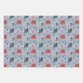 Winter Kardinalen en Bloemen Kerstmis Inpakpapier Vel (Voorkant 3)