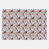 Winter Kardinalen en Bloemen Kerstmis Inpakpapier Vel (Voorkant)