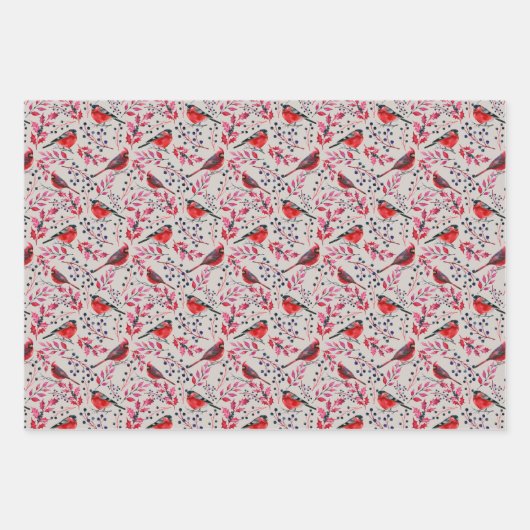 Winter Kardinalen en Warblers Wrapping Paper (Voorkant)