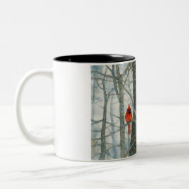 Winter Kardinalen in Aquarel Tweekleurige Koffiemok
