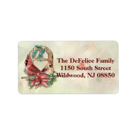 Winter Kardinals Paar met Poinsettia Etiket