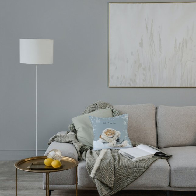 Winter kat laat het sneeuwkussen kussen (Cozy Winter Cat Pillow)