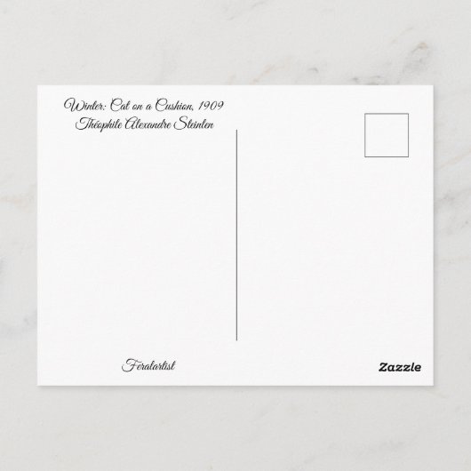 Winter: Kat op een kussen, R. Steinlen Briefkaart (Achterkant)