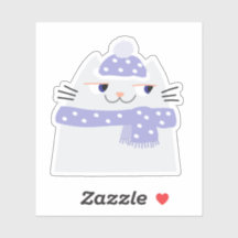 Winter Kat Sticker Schattige Sneeuw Kawaii