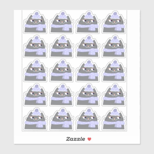 Winter Kat Sticker Vel 20 Schattige Kitten (Vel)