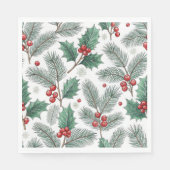 Winter Kersen Kerst Holiday Patroon Servet (Voorkant)