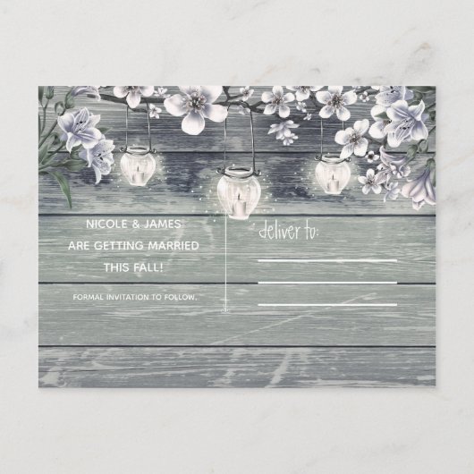 Winter Kersenbloesem & Lantaarns Bewaar De Datum Aankondigingskaart (Achterkant)