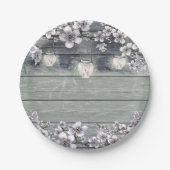 Winter Kersenbloesem takken & lantaarns rustiek Papieren Bordje (Voorkant)