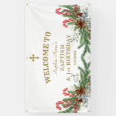 Winter Kerst 1e Verjaardag Doop Welkom Bord Spandoek (Verticaal)