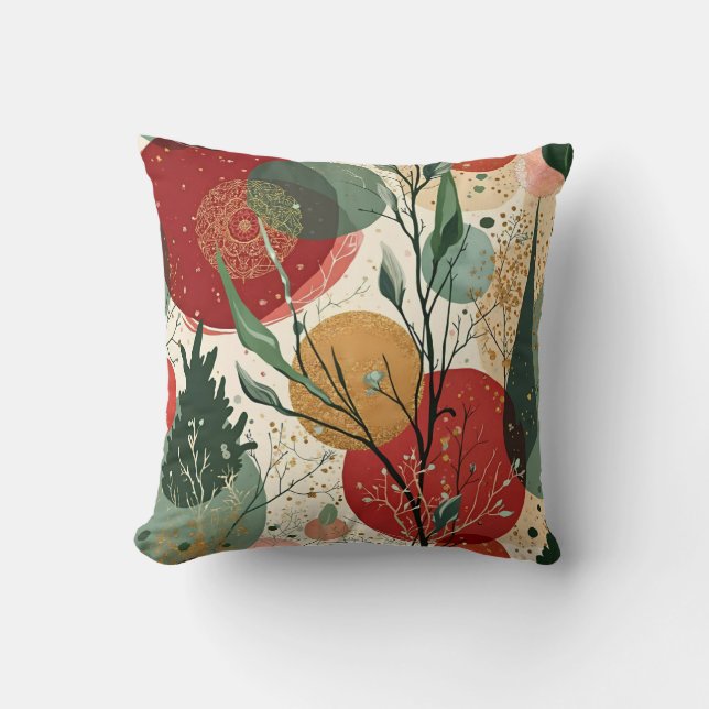 Winter / Kerst Abstracte Gold Splatter Kussen (Voorkant)