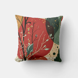 Winter / Kerst Abstracte takken op rood Kussen