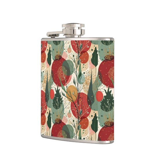 Winter / Kerst Abstracte Tegelkunst Heupfles (Links)