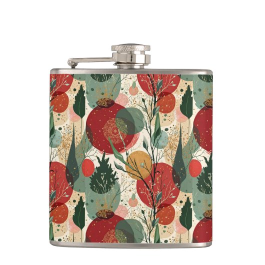 Winter / Kerst Abstracte Tegelkunst Heupfles (Voorkant)