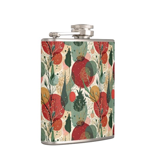 Winter / Kerst Abstracte Tegelkunst Heupfles (Rechts)