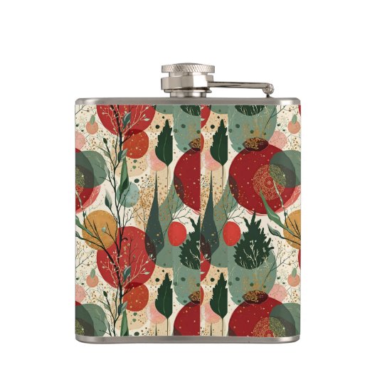 Winter / Kerst Abstracte Tegelkunst Heupfles (Achterkant)