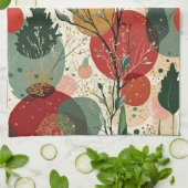 Winter / Kerst Abstracte Tegelkunst Theedoek (Gevouwen)