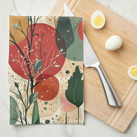 Winter / Kerst Abstracte Tegelkunst Theedoek (Quarter Fold)