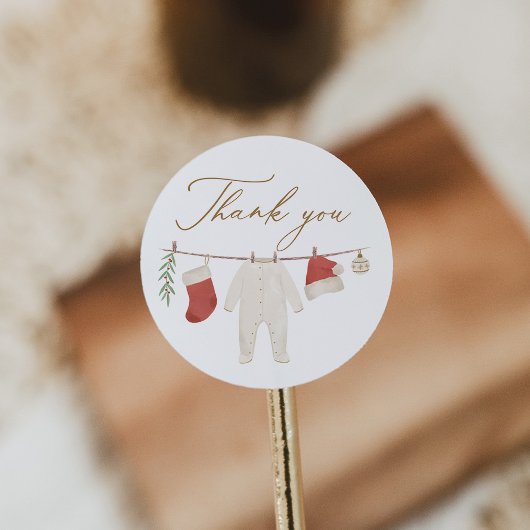 Winter Kerst Baby Kleding Baby shower Ronde Sticker